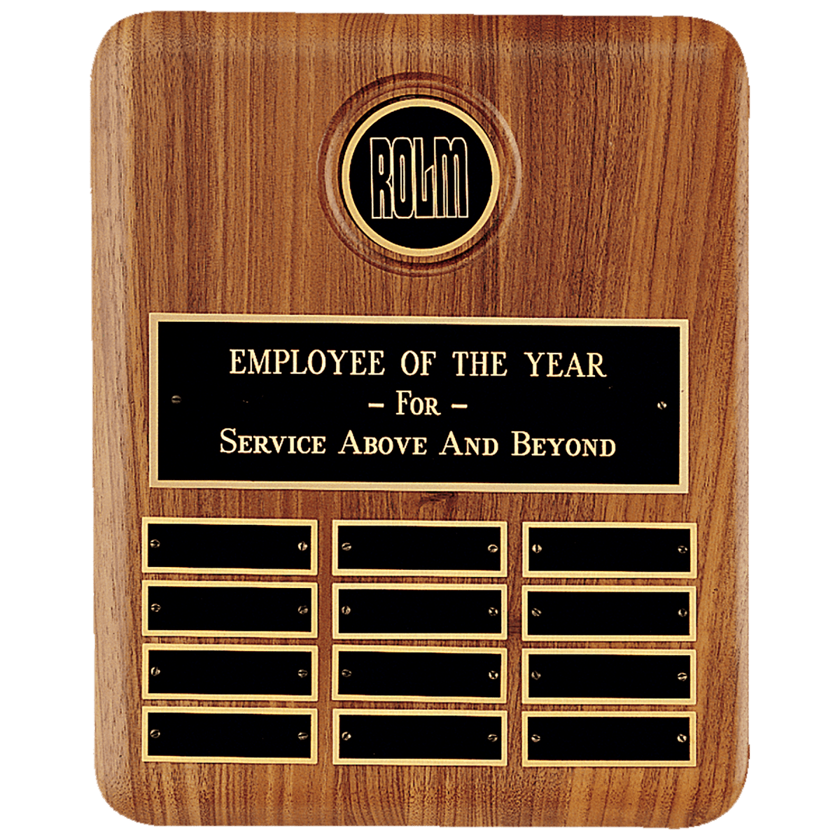 10 1/2" x 13" American Walnut 12 Plate Perpetual Plaque w/2 1/2"