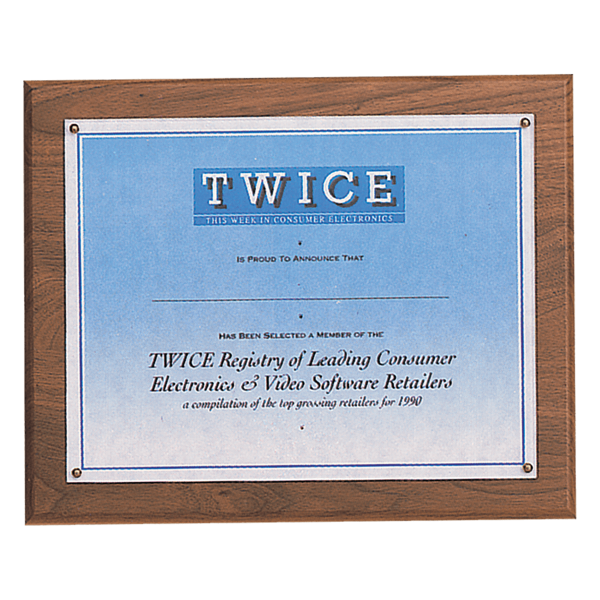 10 1/2" x 13- Holds 8 1/2" x 11" Solid Walnut Certificate Plaque with