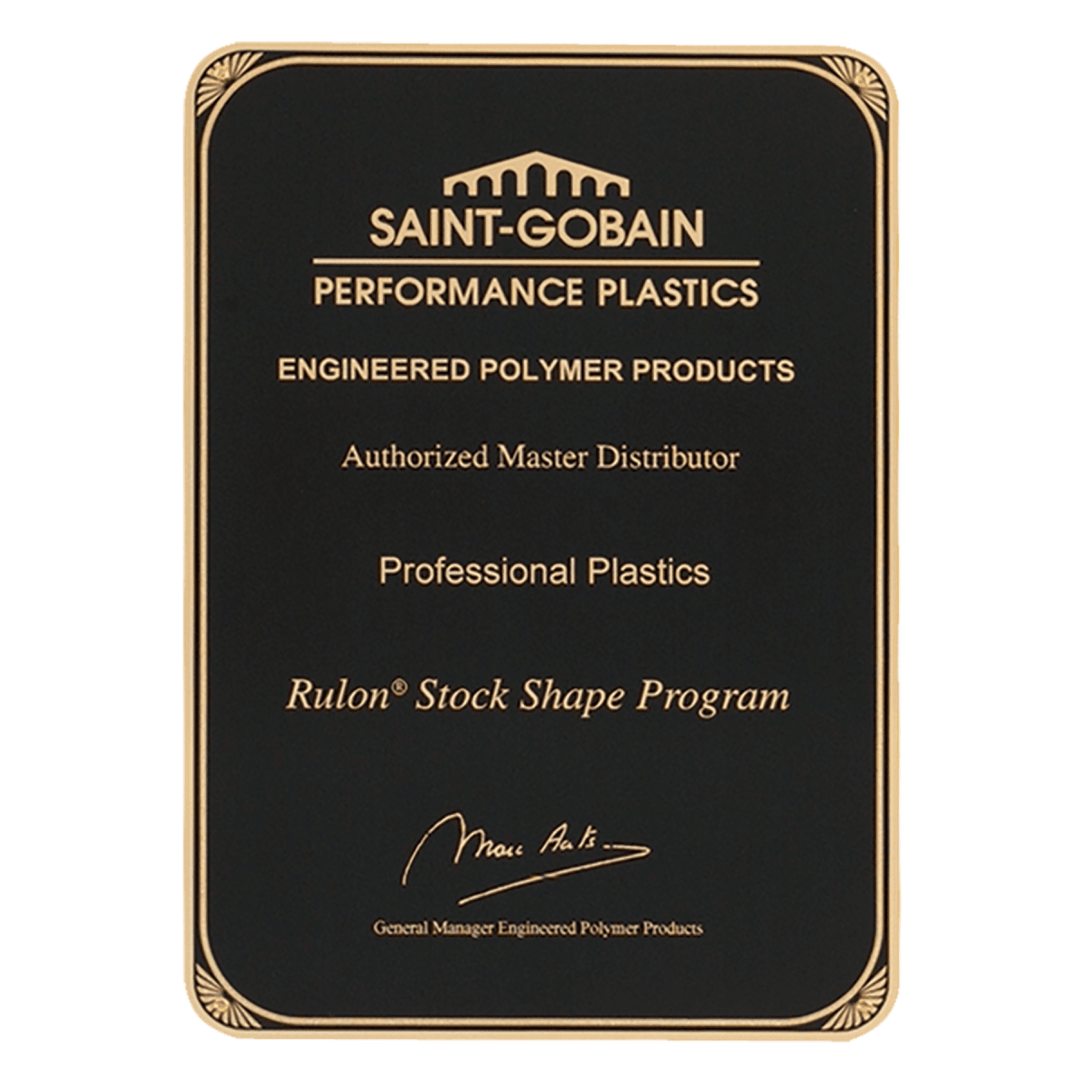 5 1/2" x 7 1/4" Laser Engravable Brass Plated Steel Black Radius