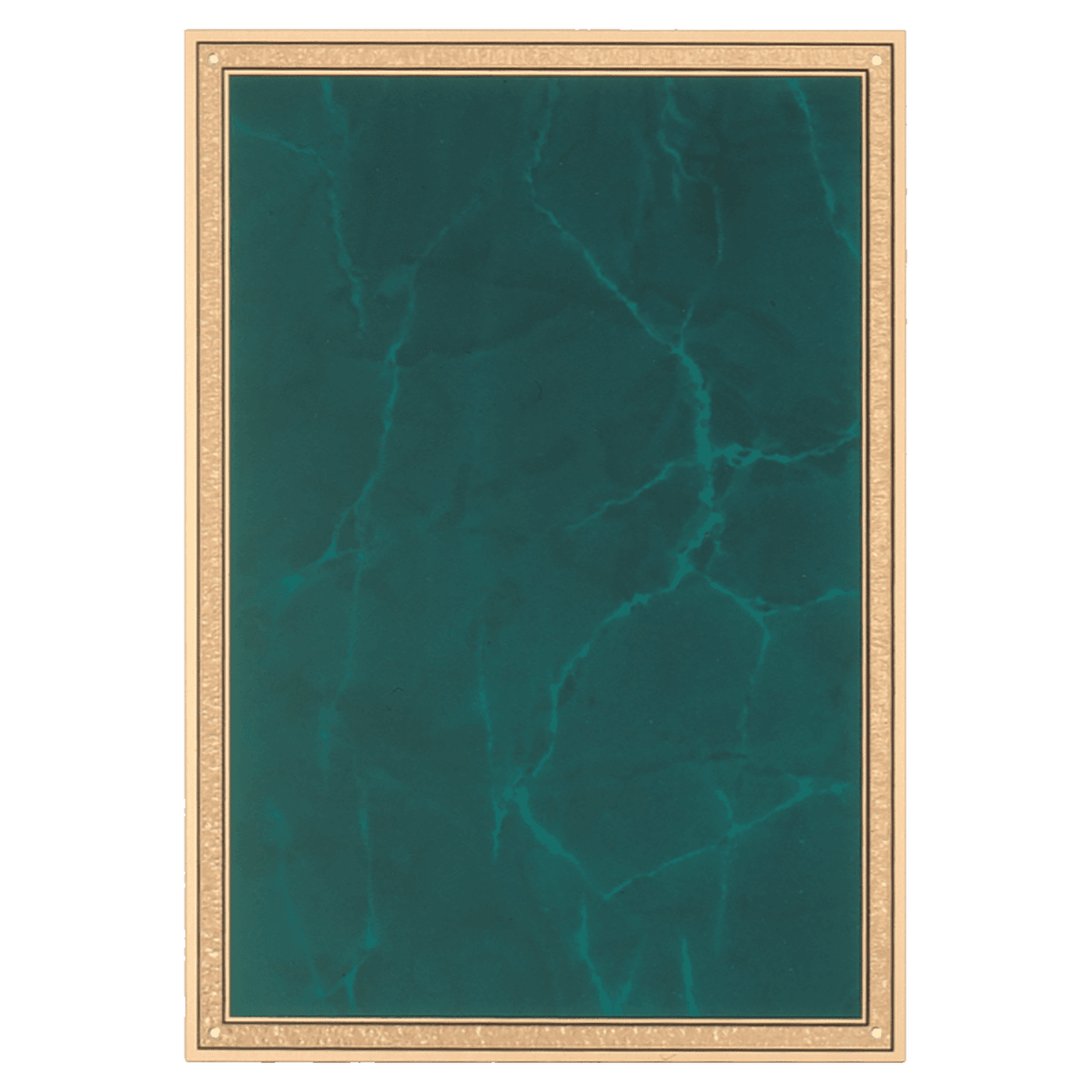 5 1/4" x 7 1/4" Brass Plated Steel Emerald Marble Plate with Gold