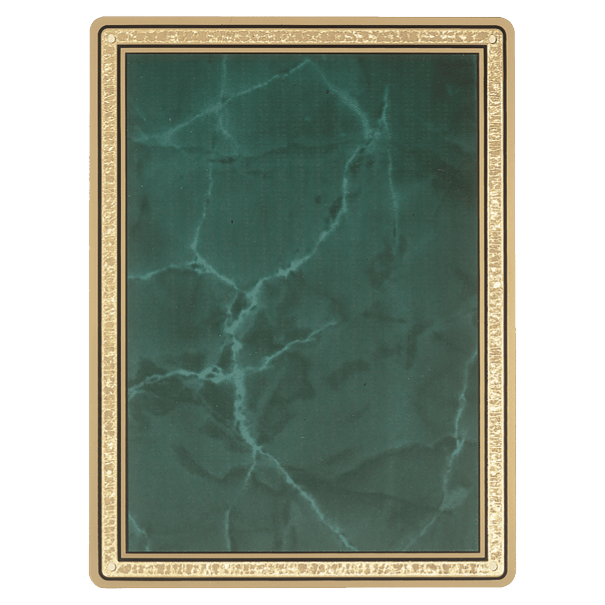6 7/8" x 9 7/8" Emerald Marble Brass Plated Steel Plate with Rounded