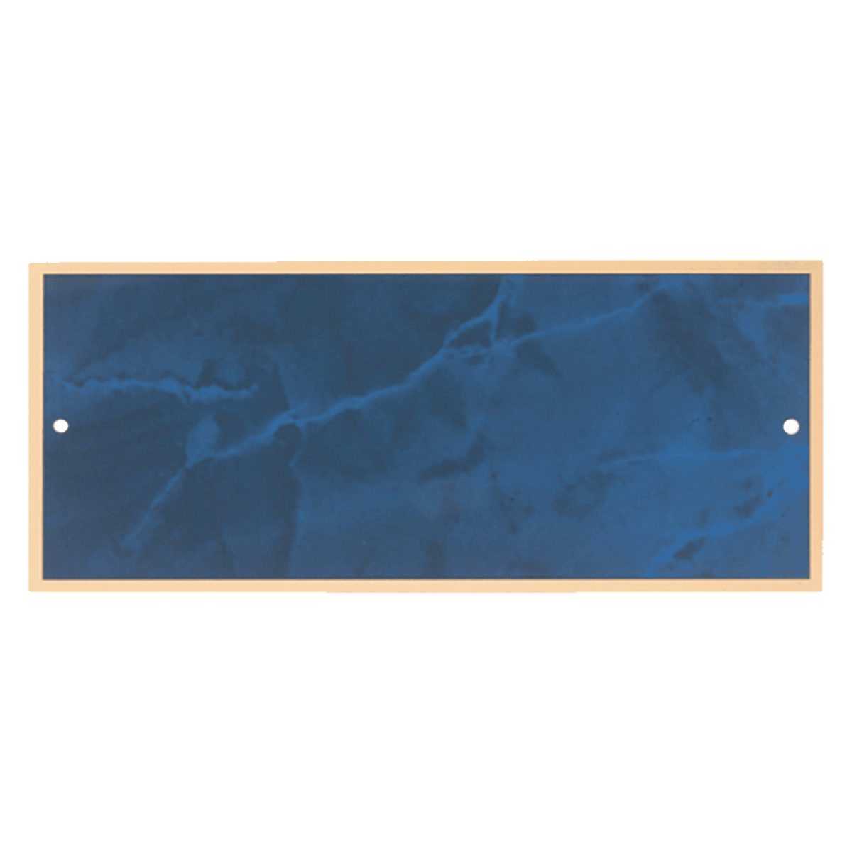 3 1/2" x 10 1/8" Sapphire Marble Plate with Gold Border and Two Holes
