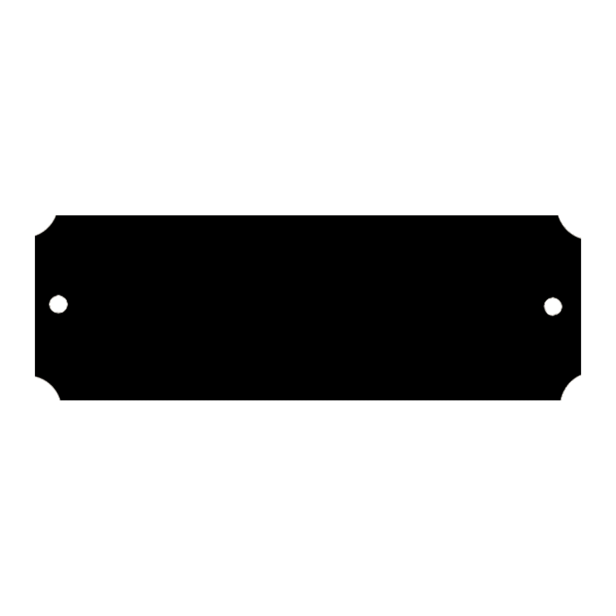 1" x 2" Laserable Black Brass Plate with Notched Corners and Two Holes