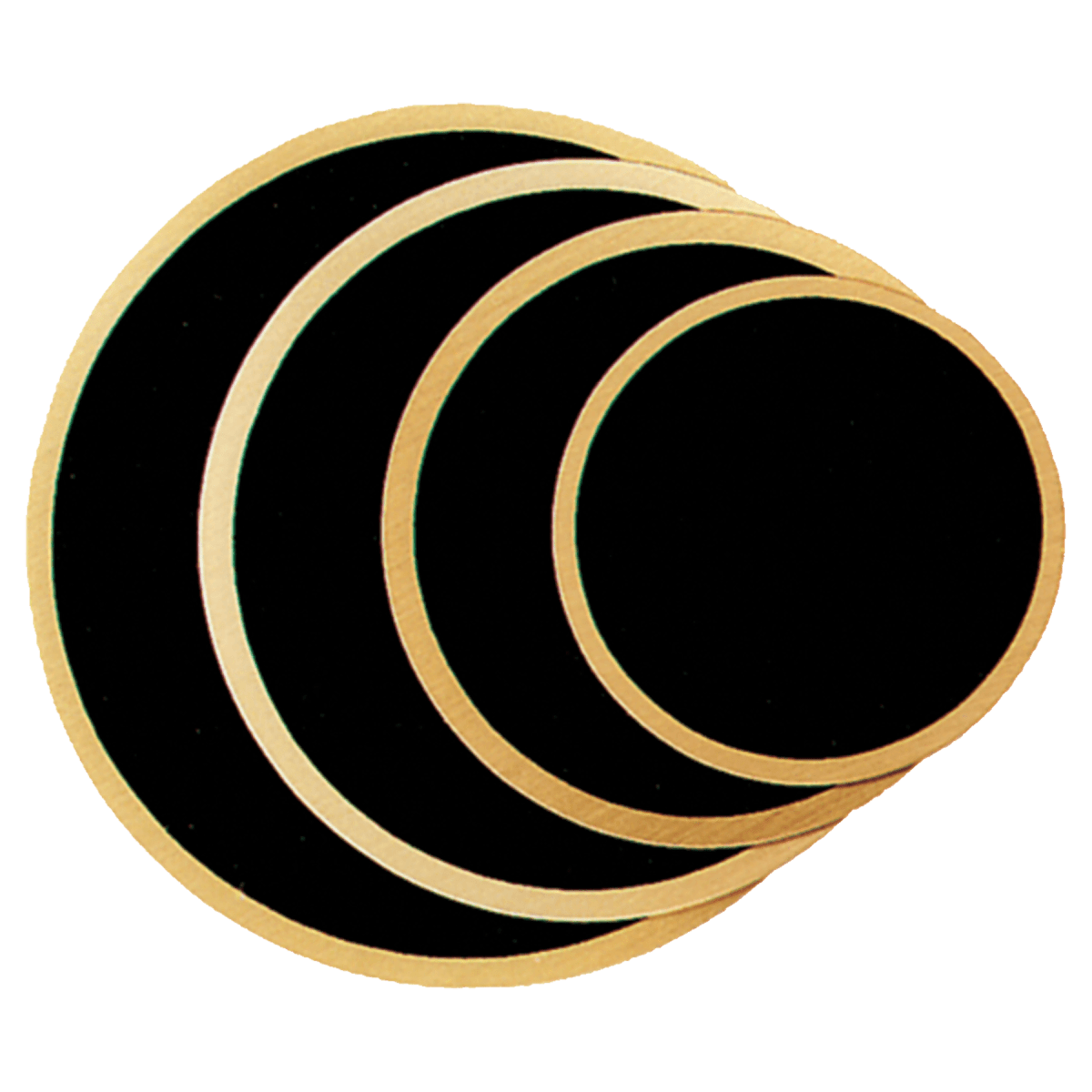 4 1/4" Round Black Laserable Brass Plate with Gold Border