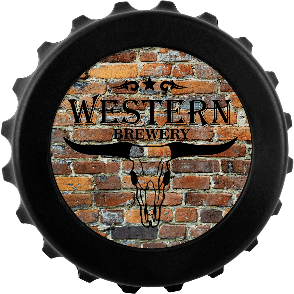 3" Black Magnetic Bottle-Cap Shaped Opener w/2" Insert Area/Insert
