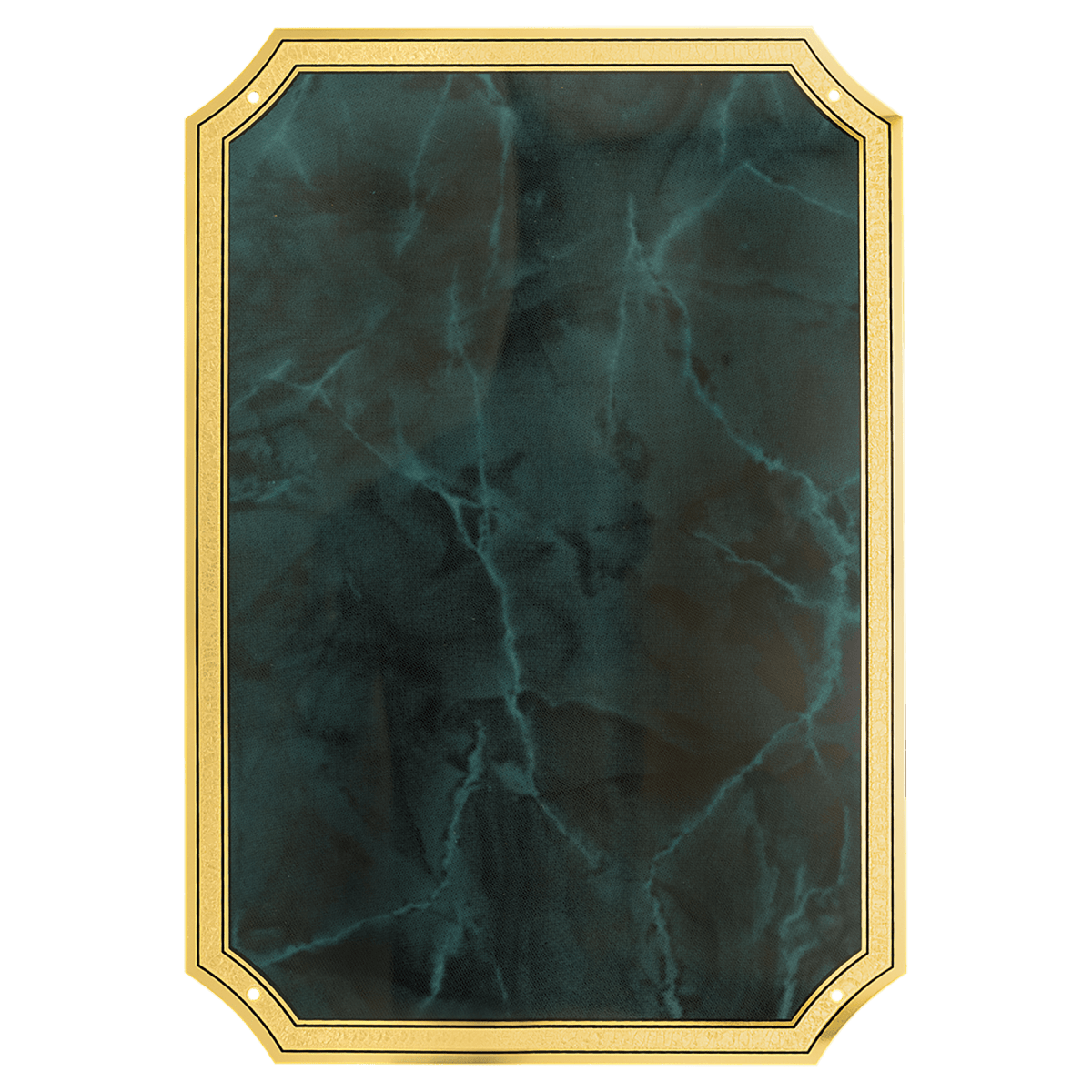 7" x 10" Emerald Marble Brass Plated Steel Plate with Four Holes