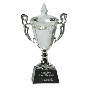9 1/2" Crystal Cup with Silver Handles and Stem