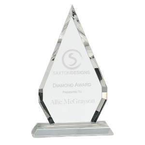 10" Crystal Diamond on Clear Pedestal Base