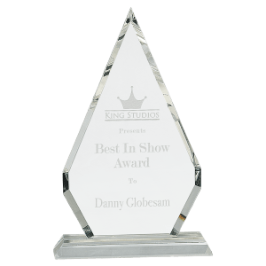 10 3/4" Crystal Diamond on Clear Pedestal Base