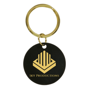 Black Brass Round Keychain