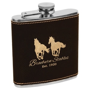 Black/Gold 6 oz. Leatherette Flask