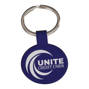 Blue Round Metal Keychain