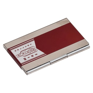 Red Metal Business Card Case