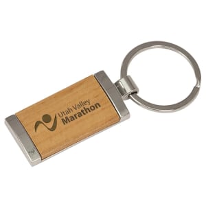 Rectangle Silver/Wood Keychains