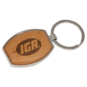Oval Silver/Wood Keychain