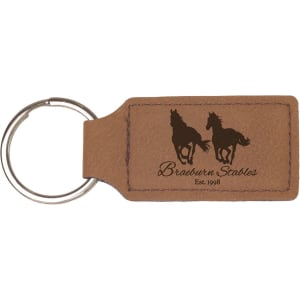 Dark Brown Leatherette Rectangle Keychain