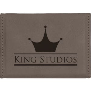 Gray Leatherette Hard Business Card Case with Magnetic Closure