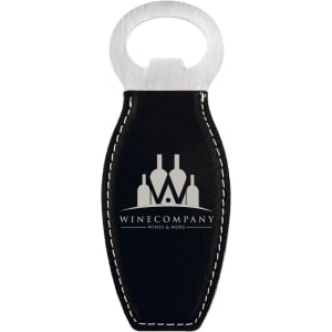 Black/Silver Leatherette Magnetic Bottle Opener