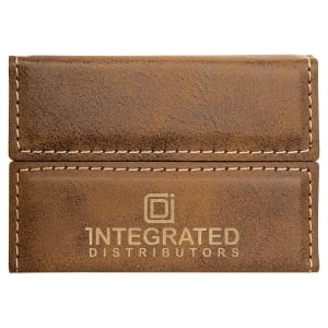Rustic/Gold Leatherette Hard Business Card Case with Magnetic Closure