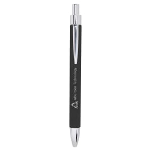 Black/Silver Leatherette Ballpoint Pen