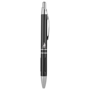 Gloss Black Anodized Aluminum Ballpoint Pen with Rubber Gripper