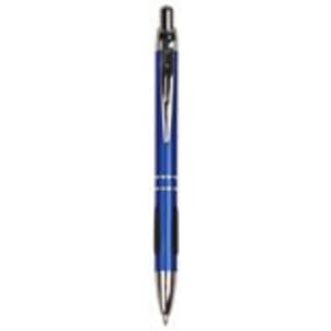 Gloss Blue Anodized Aluminum Ballpoint Pen with Rubber Gripper