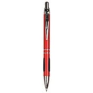 Gloss Red Anodized Aluminum Ballpoint Pen with Rubber Gripper