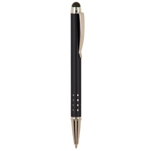 Gloss Black Anodized Aluminum Ballpoint Pen with Stylus