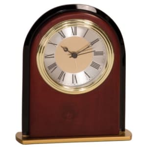 Arch Mahogany and Glass Desk Clock
