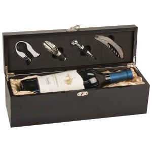 Matte Black Finish Single Wine Presentation Box with Tools