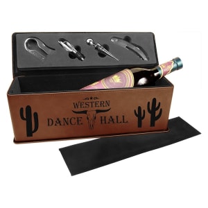 Dark Brown Leatherette Wine Box with Tools