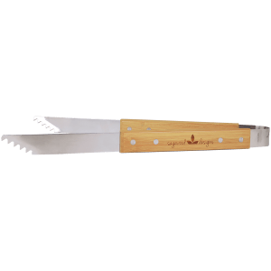 Stainless Steel BBQ Tongs with Bamboo Handle