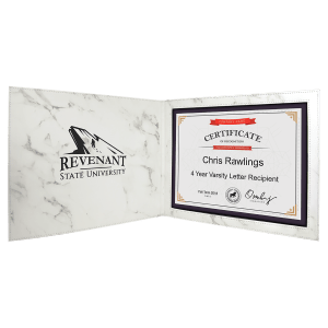 White Marble Leatherette Certificate Holders