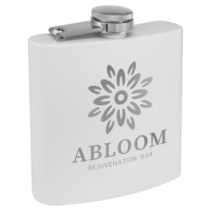 White 6 oz. Powder Coated Stainless Steel Flask