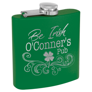 Green 6 oz. Powder Coated Stainless Steel Flask