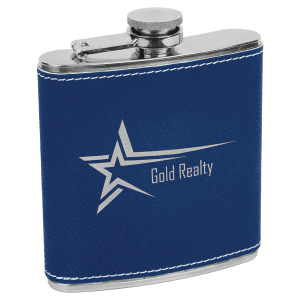 Blue/Silver 6 oz. Leatherette Flask