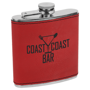 Red 6 oz. Leatherette Flask