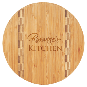 Round Bamboo Cutting Board with Butcher Block Inlay