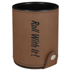 Dark Brown Leatherette Dice Cup Set