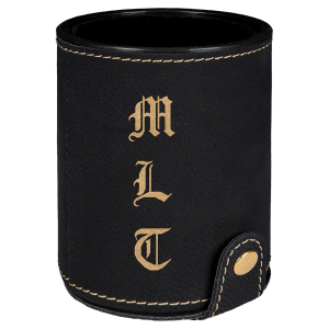 Black/Gold Leatherette Dice Cup Set