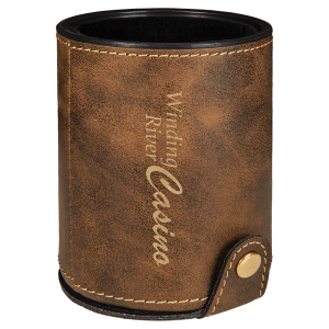 Rustic/Gold Leatherette Dice Cup Set