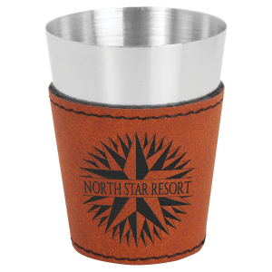 Rawhide Leatherette Wrapped Stainless Steel Shot Glass