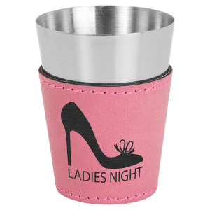 Pink Leatherette Wrapped Stainless Steel Shot Glass