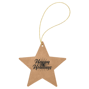 Light Brown Leatherette Star Ornament