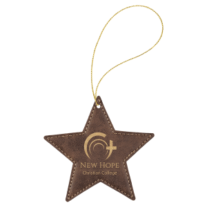 Rustic/Gold Leatherette Star Ornament