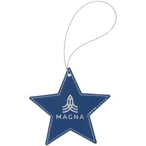 Blue/Silver Leatherette Star Ornament