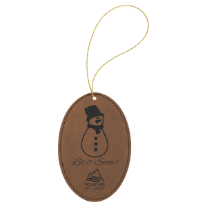 Dark Brown Leatherette Oval Ornament