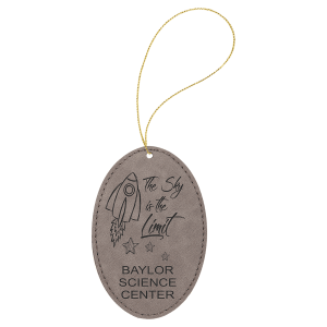 Gray Leatherette Oval Ornament