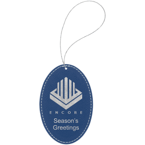 Blue/Silver Leatherette Oval Ornament