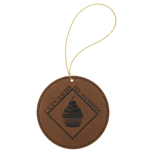 Dark Brown Leatherette Round Ornament